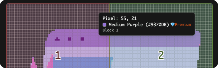 畫布上每個像素的詳細資訊